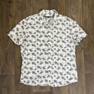 Slate & Stone Men Size L White Palm Tree Cotton Casual Button Down Shirt Novelty